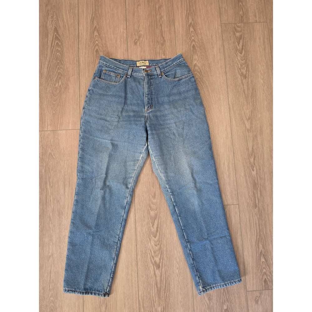 LL‎ Bean Womens 12 Reg Fleece Lined Jeans Original Fit Relaxed High Rise Blue